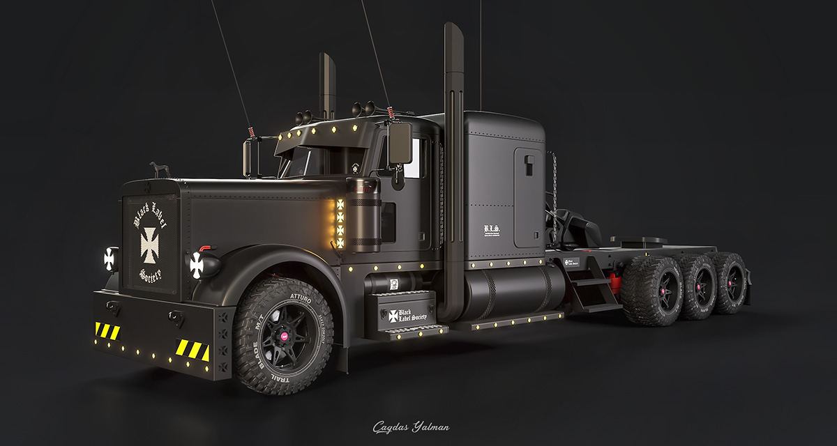 industrial design，vehicle，skyreach pillar，Peterbilt389，