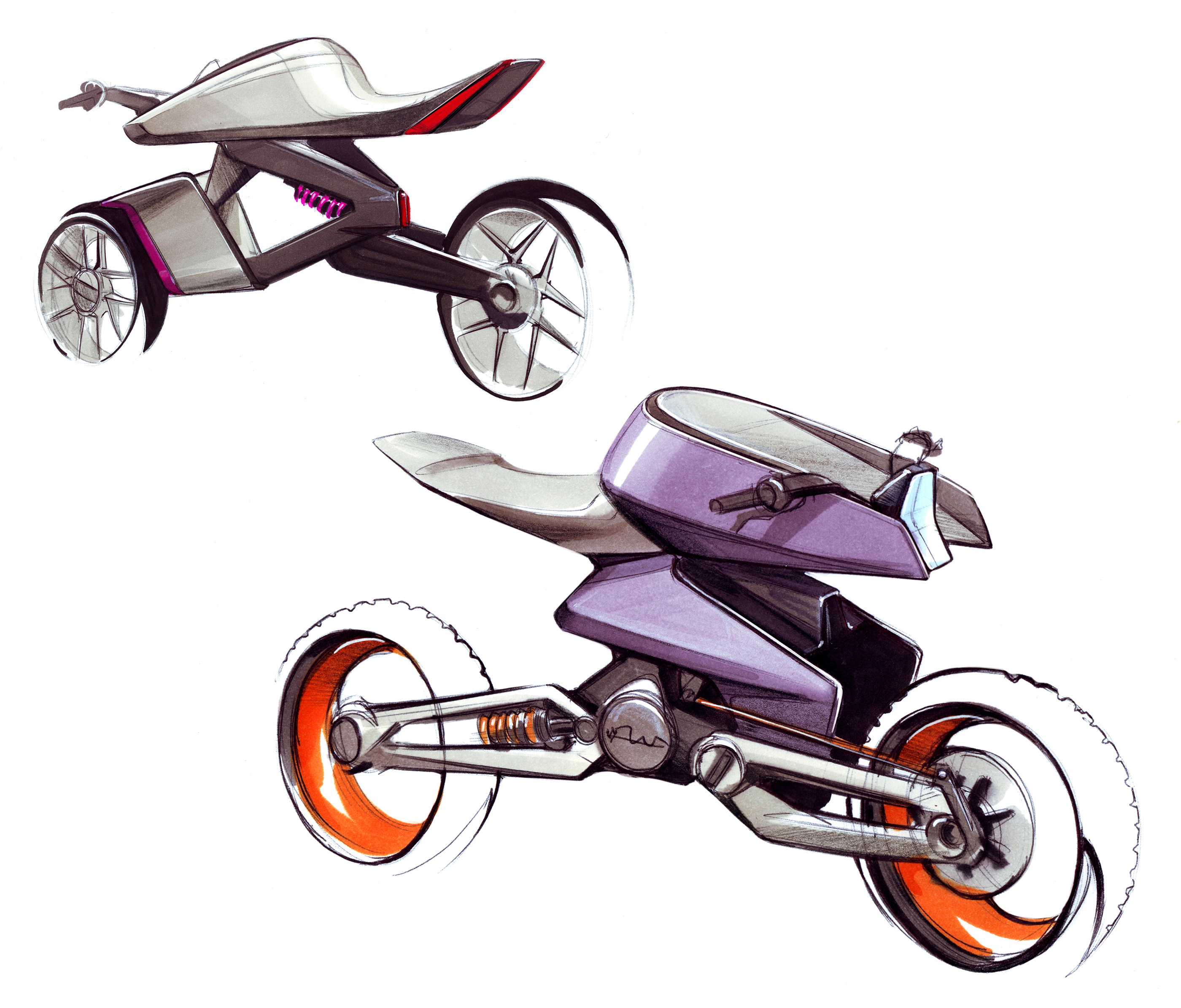 product design，Hand drawn，motorcycle，