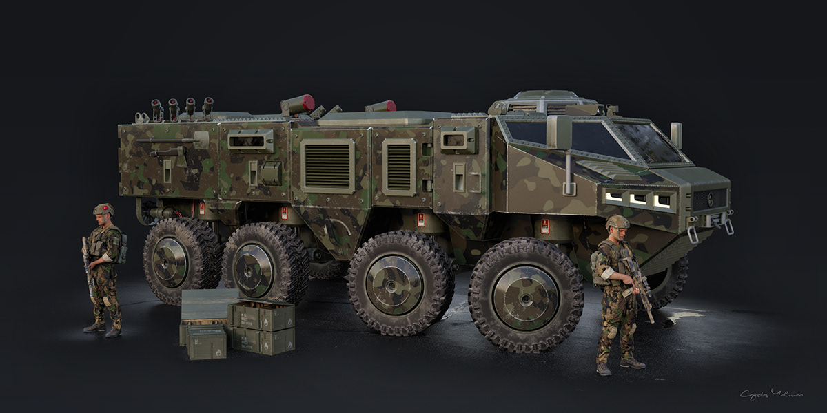 industrial design，vehicle，3D design，Armored vehicle personnel，