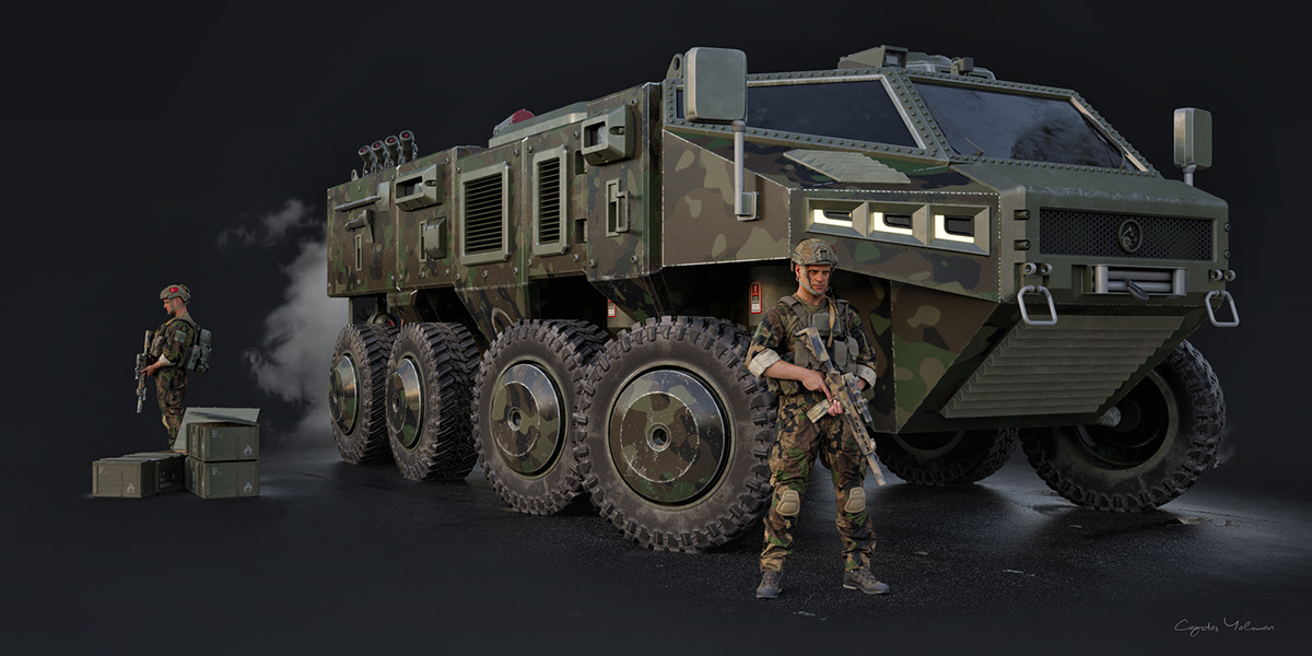 industrial design，vehicle，3D design，Armored vehicle personnel，