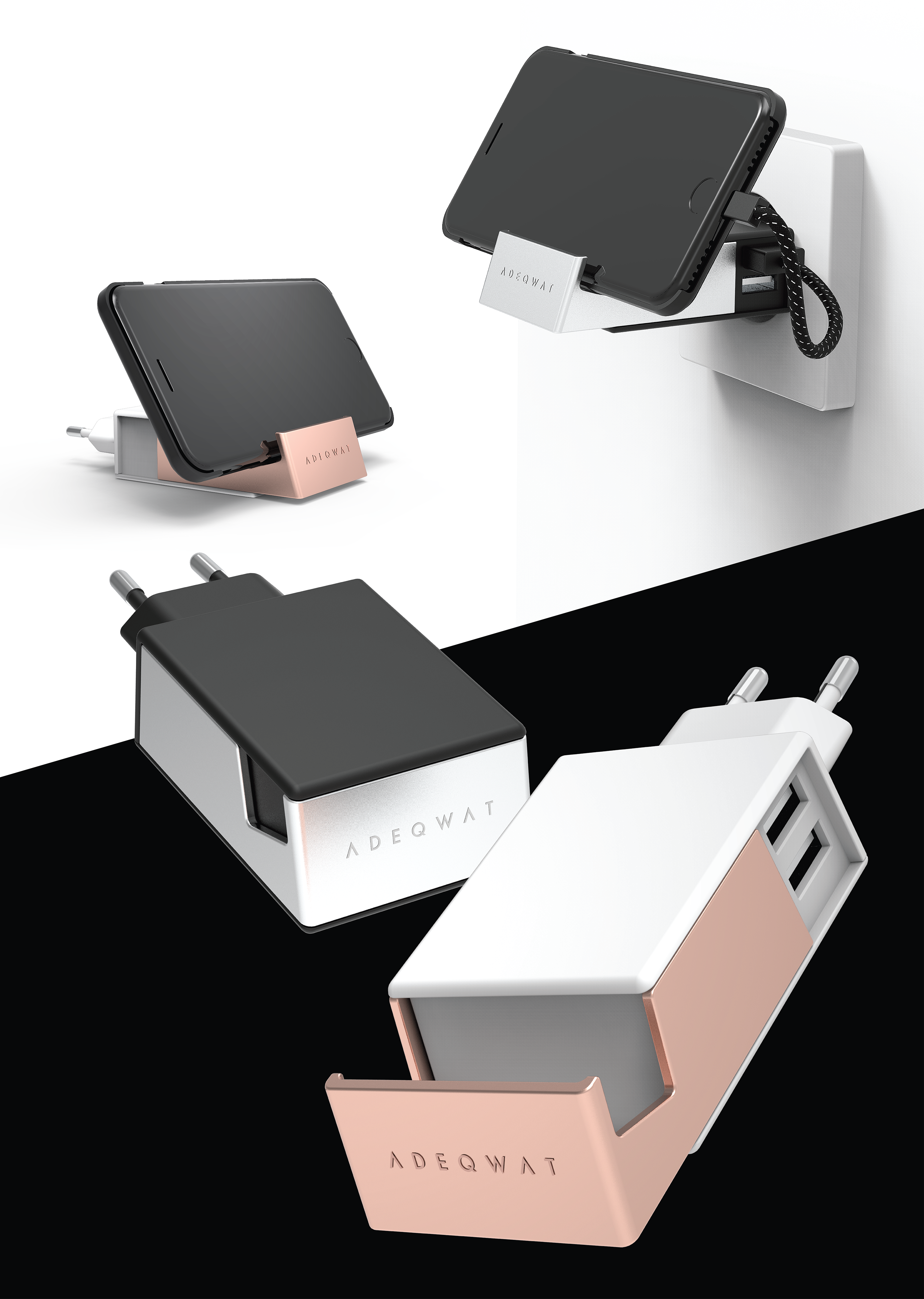 product design，Mobile phone bracket，wall charger ，