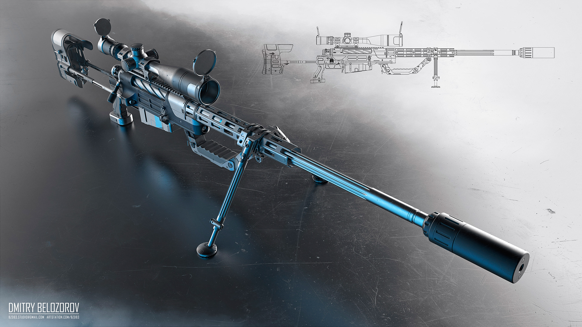 arms，conceptual design，Sniper rifle，CheyTac M200，
