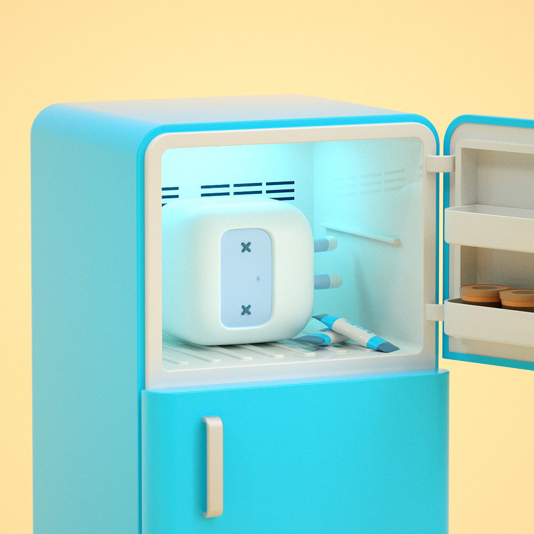 Interesting design，Refrigerator，Cartoon，product design，