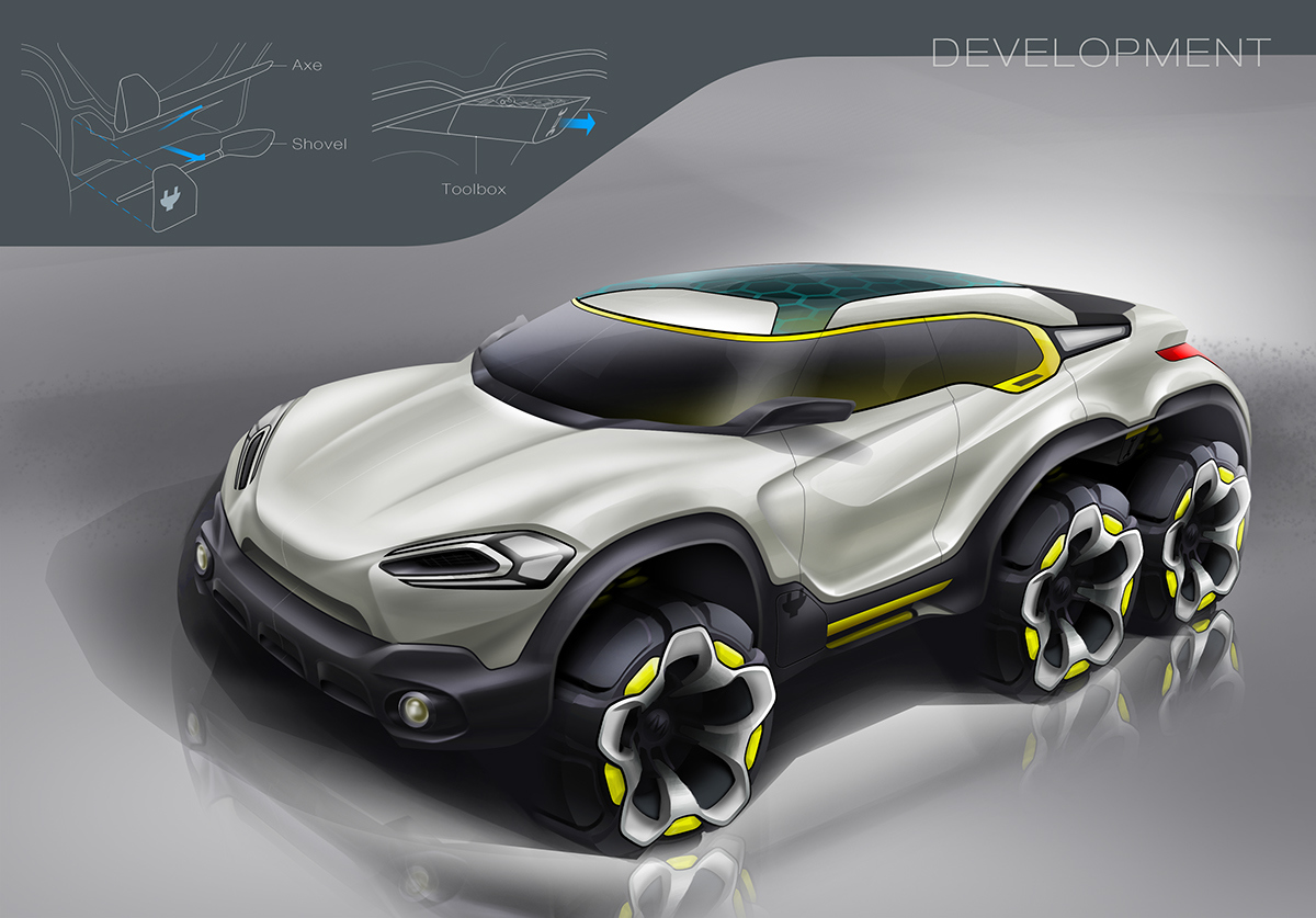 Automatic design，Visual design，Traffic concept，Hand drawn products，industrial design，