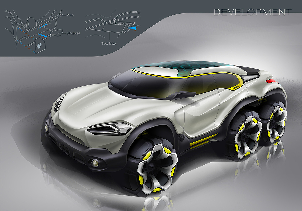 Automatic design，Visual design，Traffic concept，Hand drawn products，industrial design，