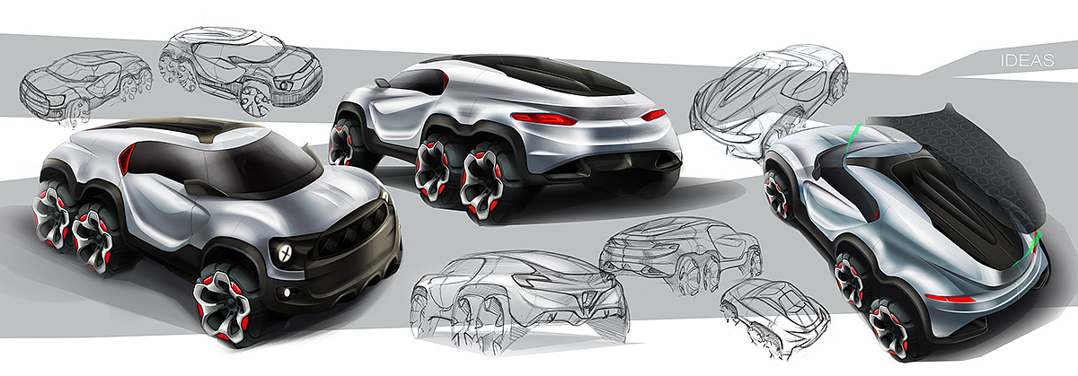 Automatic design，Visual design，Traffic concept，Hand drawn products，industrial design，