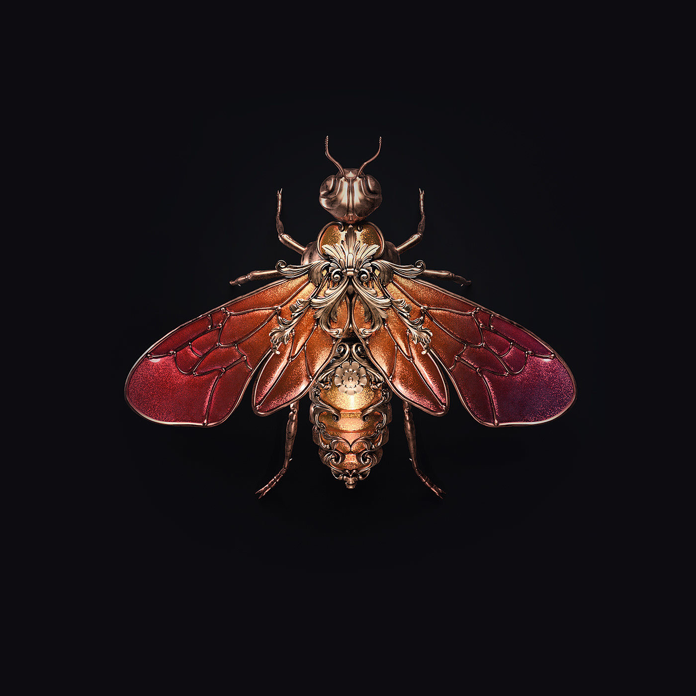 Render，Design，insect，gemstone，Jewel insects，ornaments，