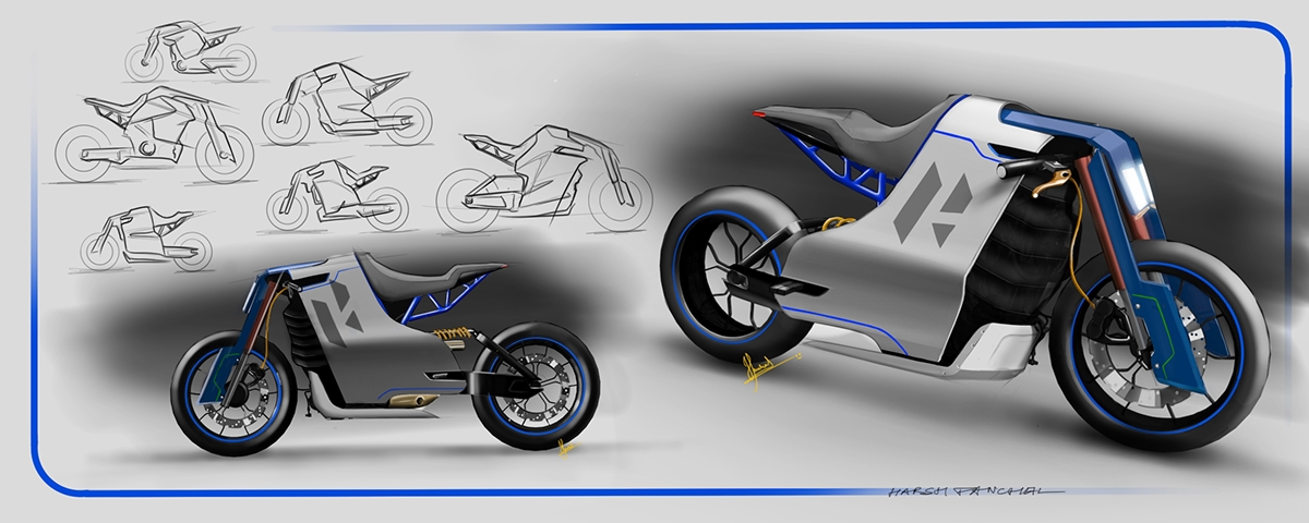 traffic，motorcycle，sketch，Harsh Panchal，