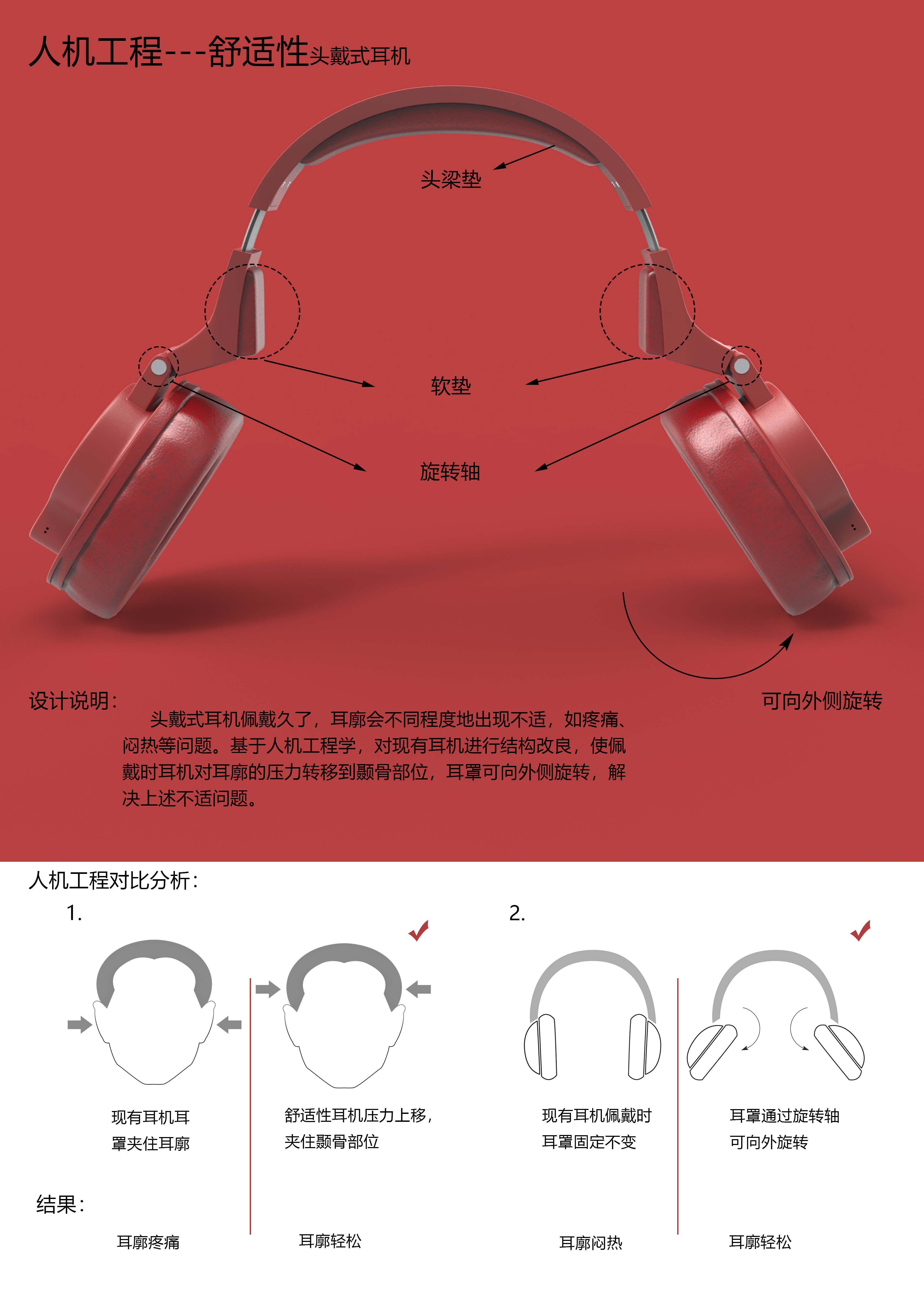 人机工程舒适性头戴式耳机