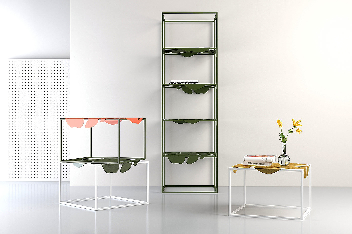 Coffee table，Storage cabinet，Metal，furniture，