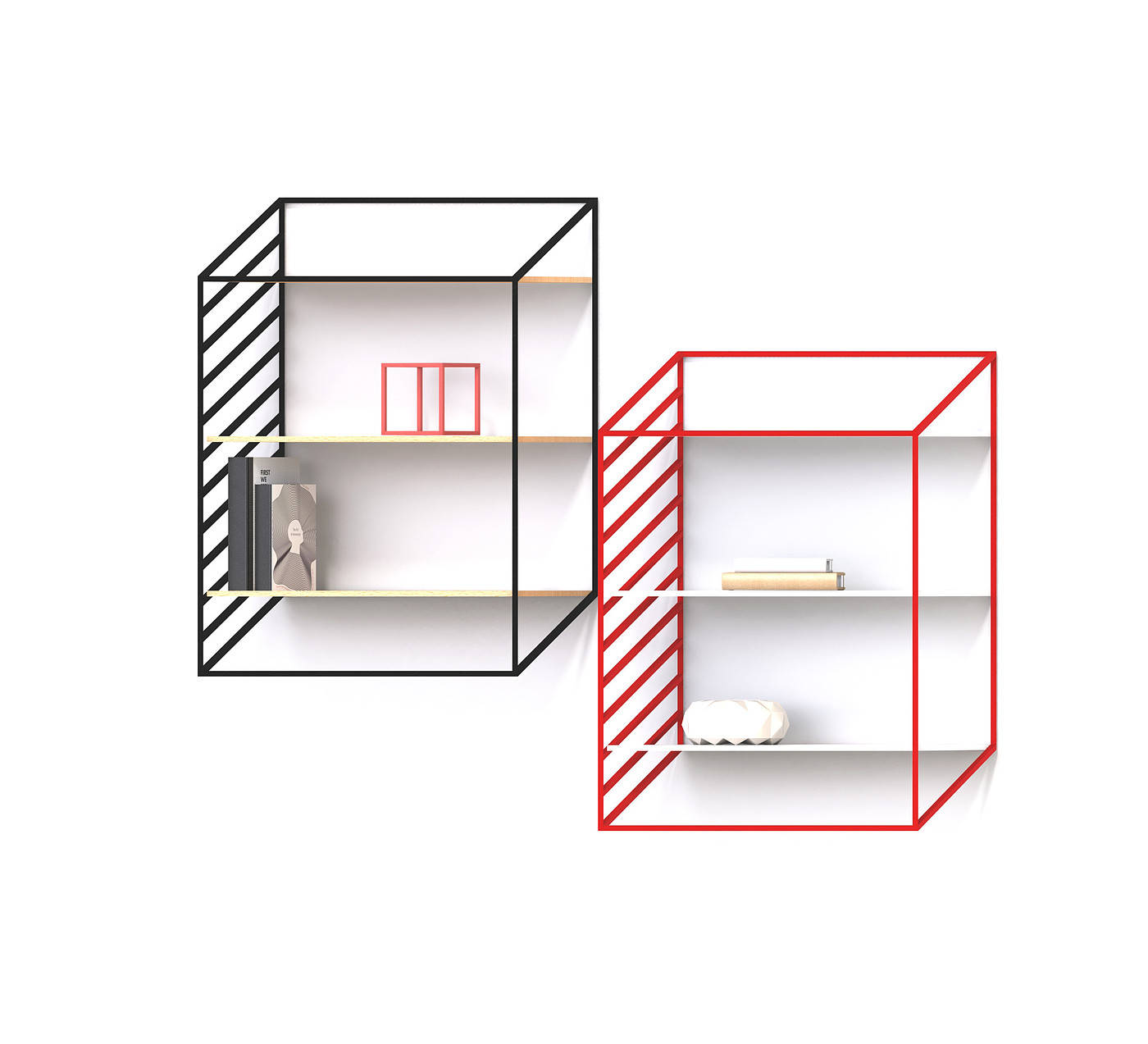 壁橱，吊柜，"Slide" shelves，2D，倾斜，