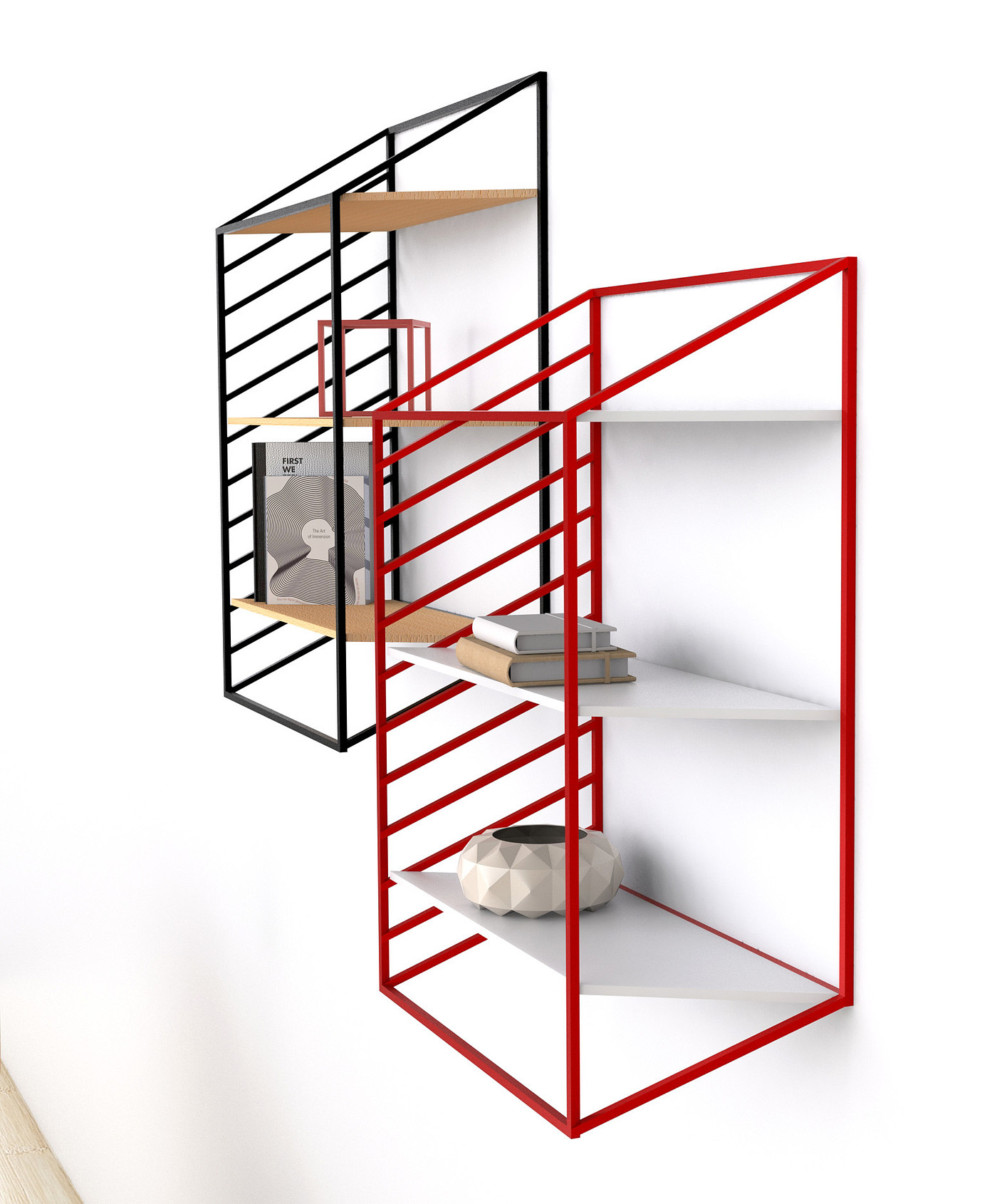 壁橱，吊柜，"Slide" shelves，2D，倾斜，