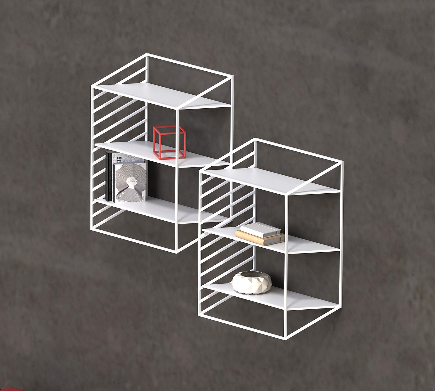 壁橱，吊柜，"Slide" shelves，2D，倾斜，