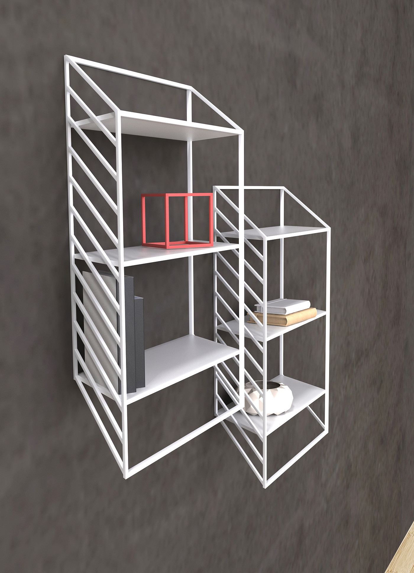 壁橱，吊柜，"Slide" shelves，2D，倾斜，