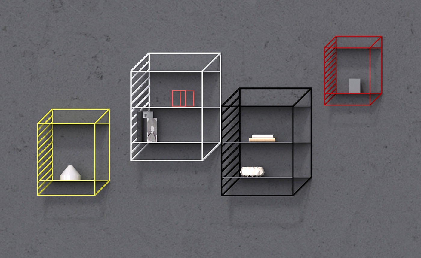 壁橱，吊柜，"Slide" shelves，2D，倾斜，