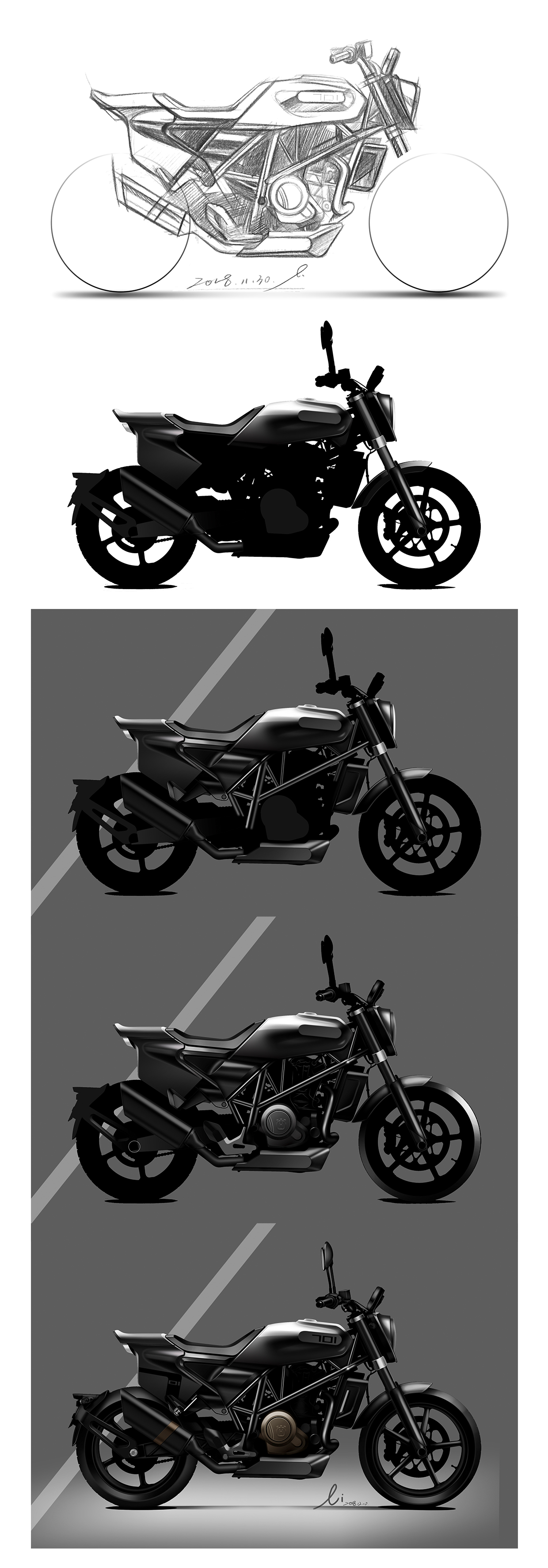 Motorcycle，ps，Hand drawn，design sketch，industrial design，