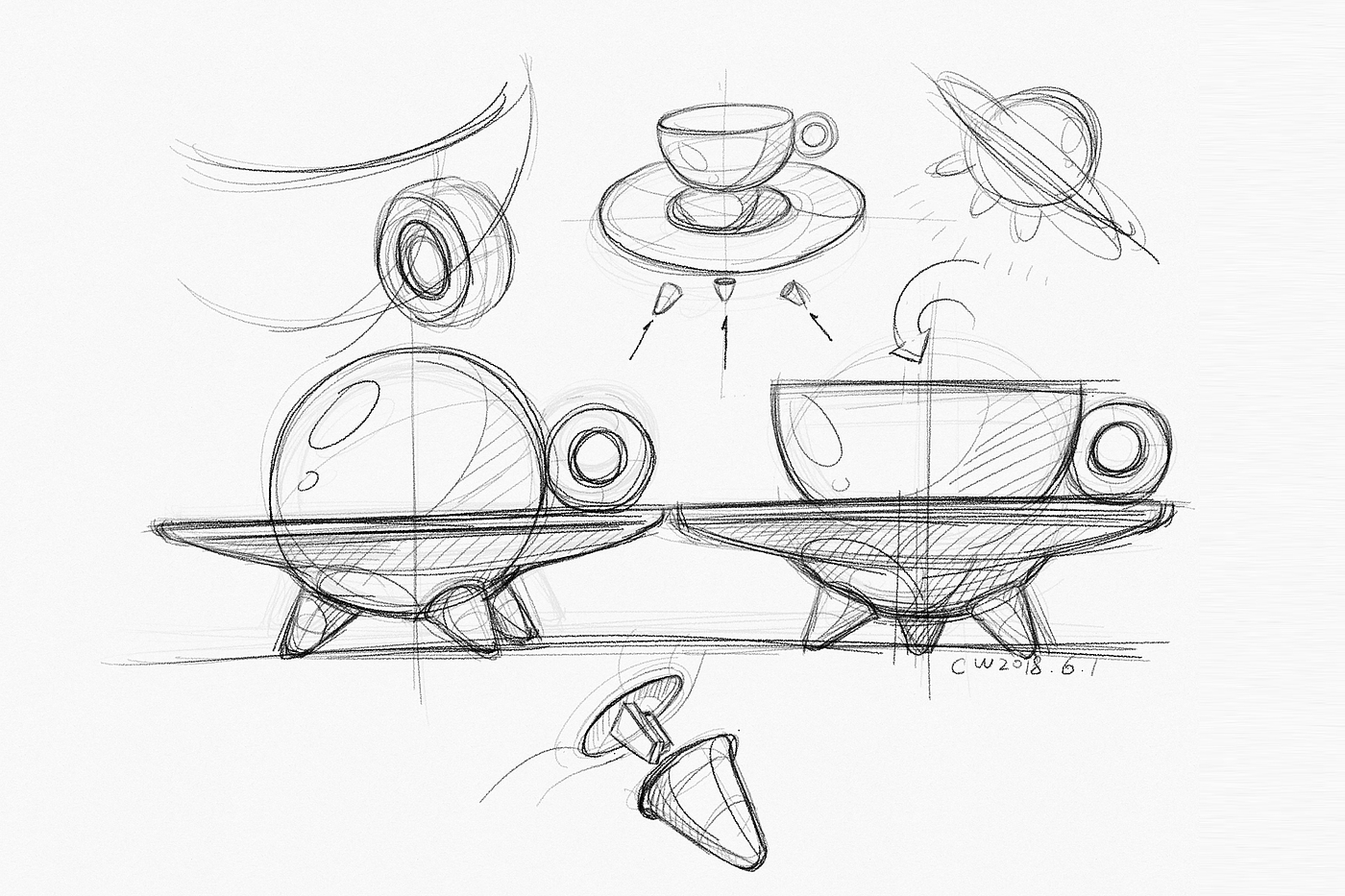 茶具，咖啡，太空，航天，流浪地球，ufo，球，