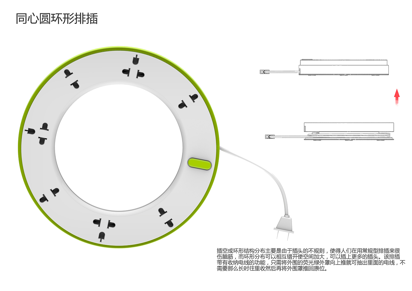 便收纳电线环形排插，