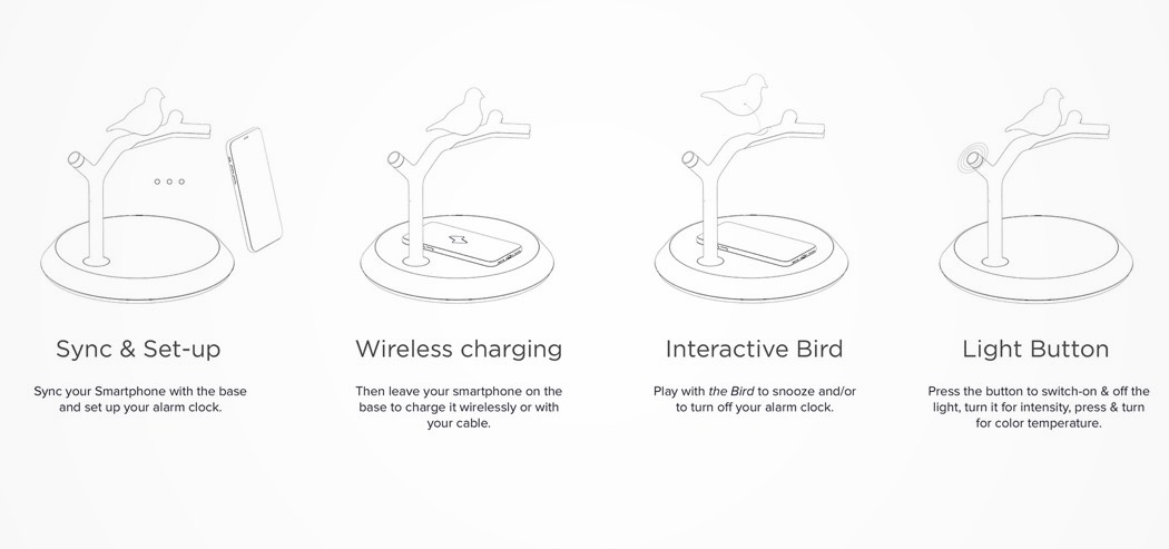 BIRD，product design，originality，alarm clock，wireless charger ，