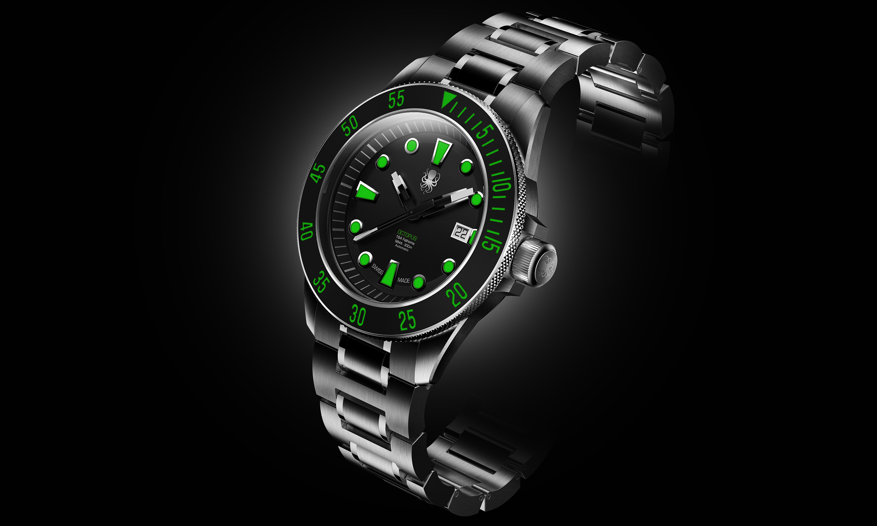 Luminous，Octopus 164，Divers Watch，