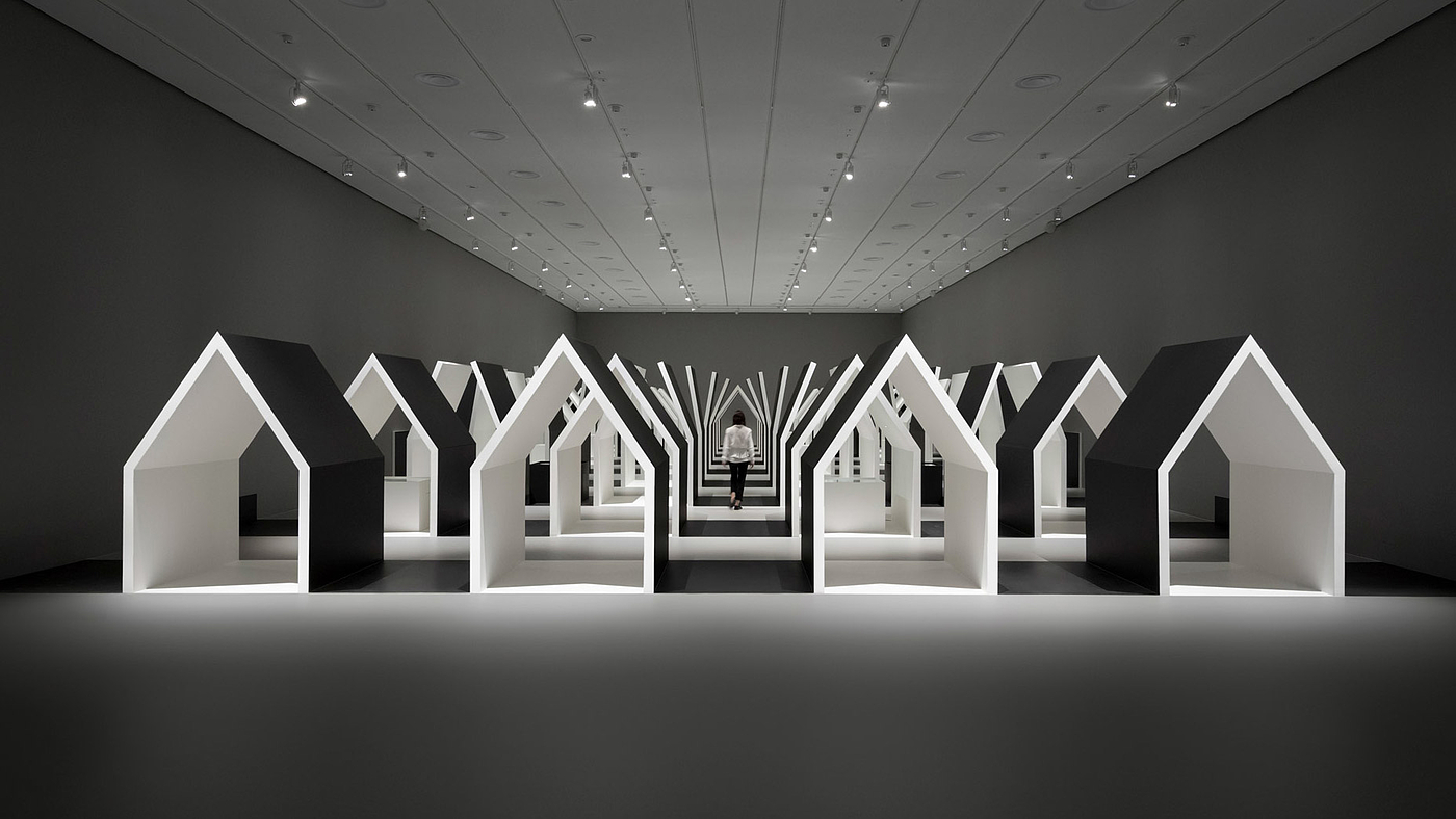 exhibition，Escher ，black and white，Interior design，