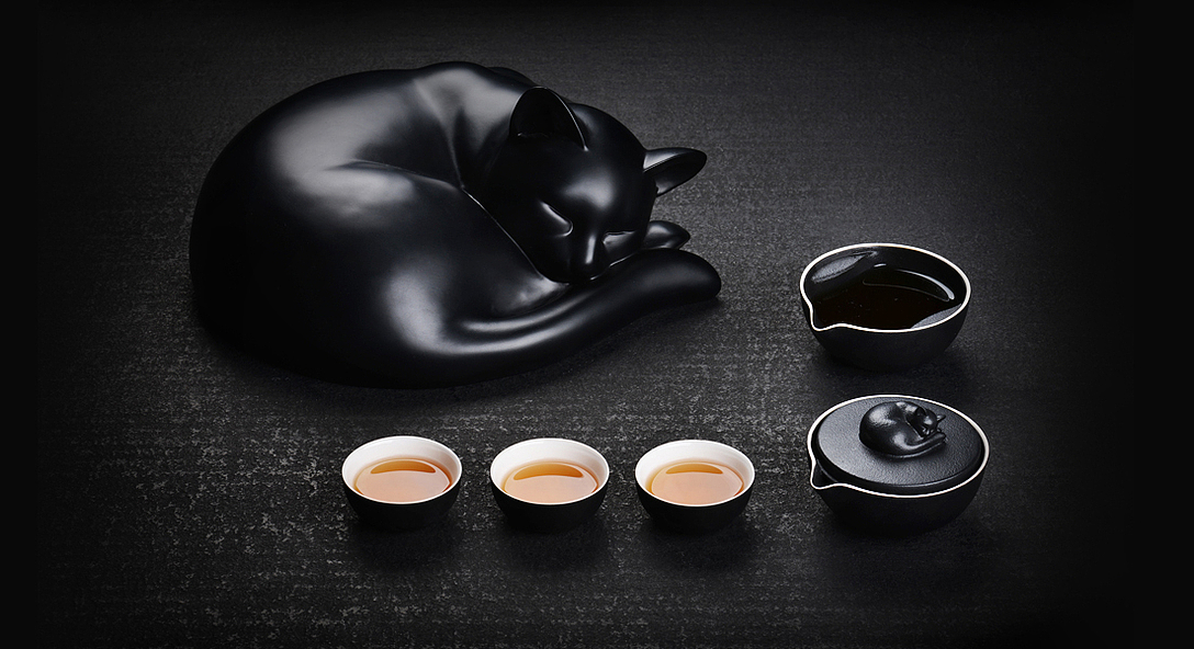 Poxi，tea set，German red dot award，Jiang Sheng，Sculpture，cat，ceramics，transboundary，