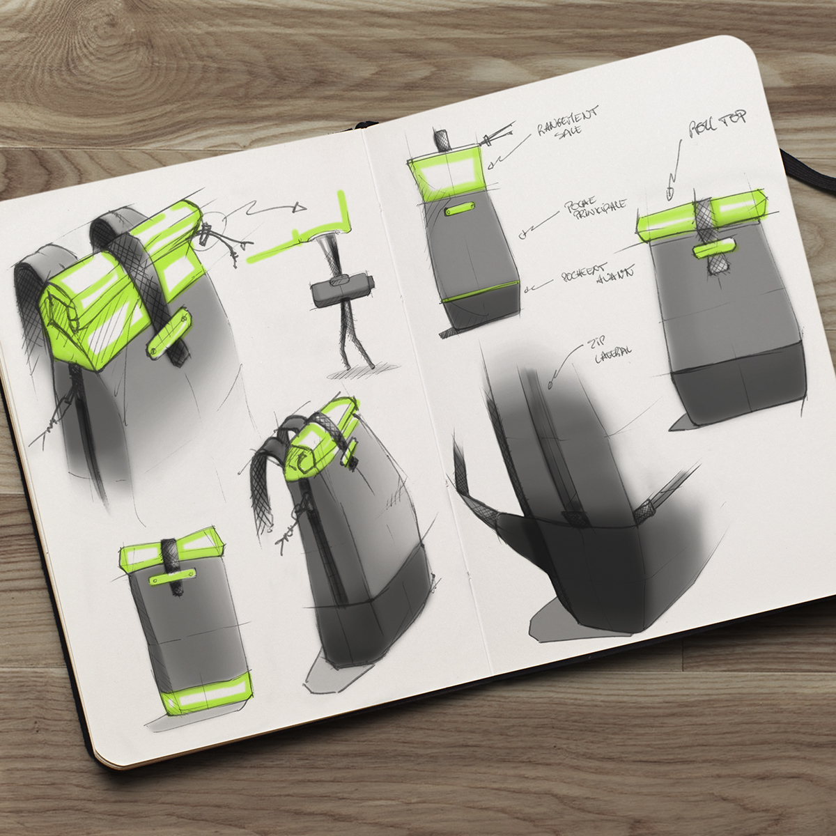 knapsack，shoes，Design，Sketch，
