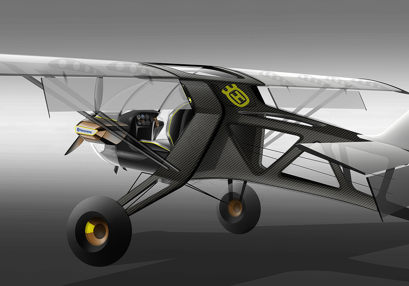 black，Husqvarna，Short landing gear，aircraft，