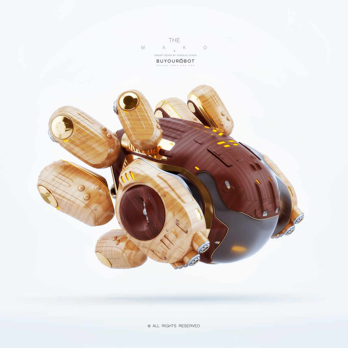 product design，model design ，three-dimensional，Wooden MAKO II，