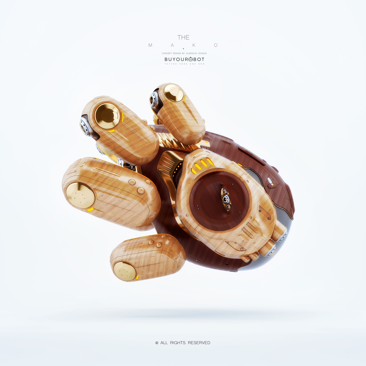 product design，model design ，three-dimensional，Wooden MAKO II，