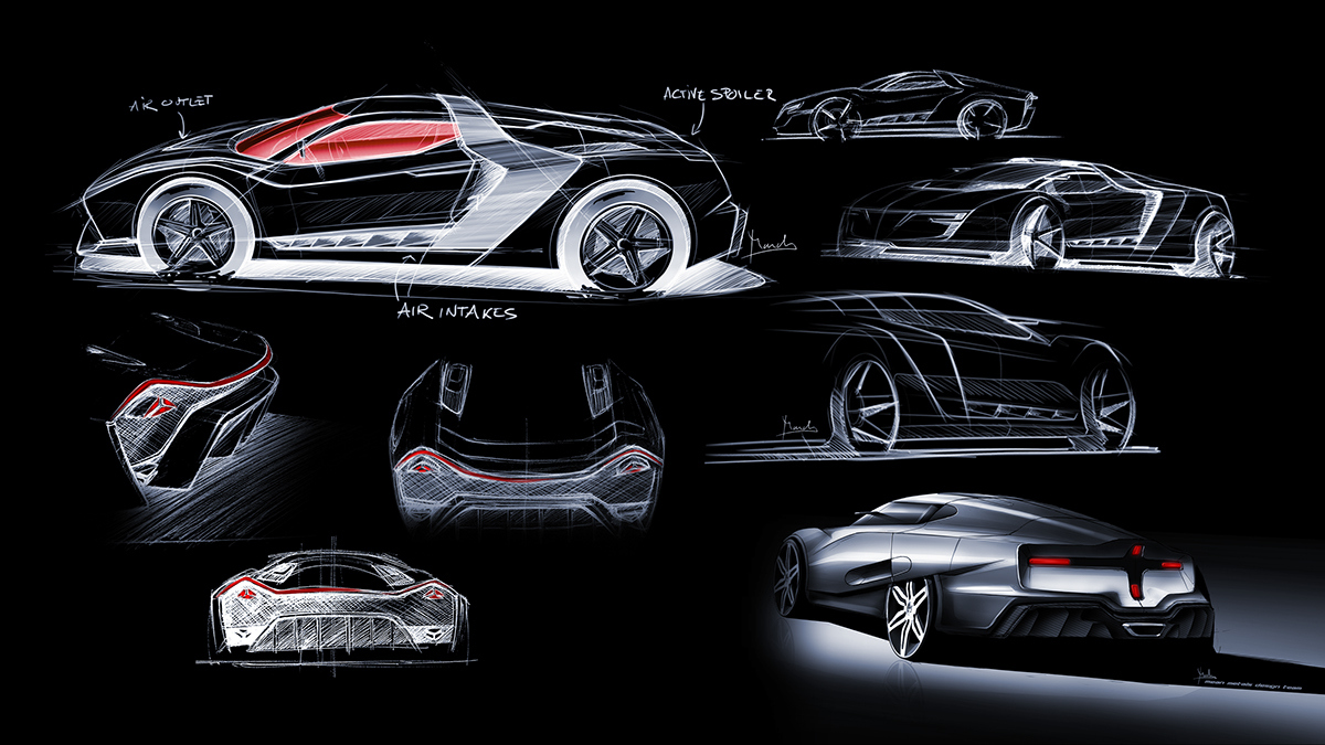 Automatic design，Hybrid sports car，Dynamic fashion，Uniqueness，industrial design，