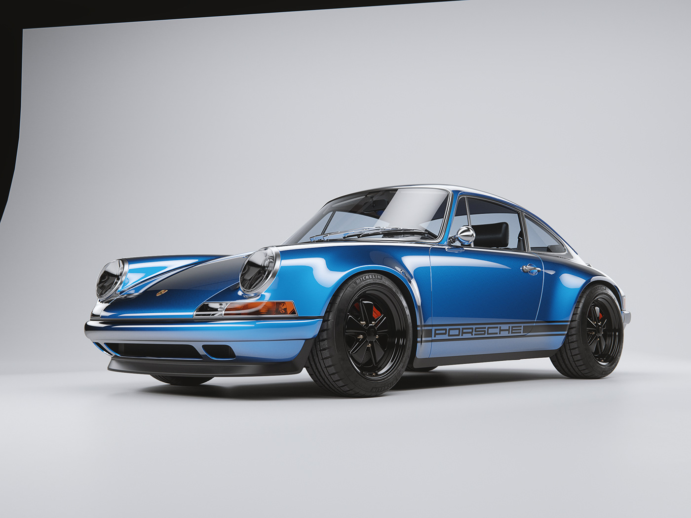 Free 3D model download，automobile，Vintage car，blue，Szymon Kubicki，3D modeling，nine hundred and eleven，Porsche，
