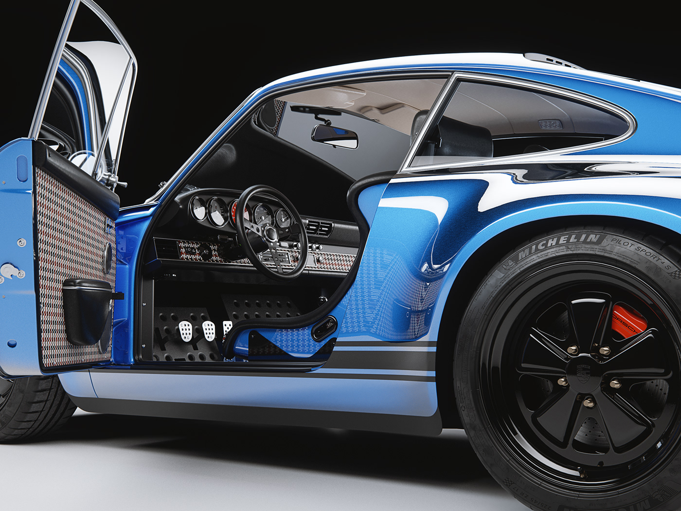 Free 3D model download，automobile，Vintage car，blue，Szymon Kubicki，3D modeling，nine hundred and eleven，Porsche，