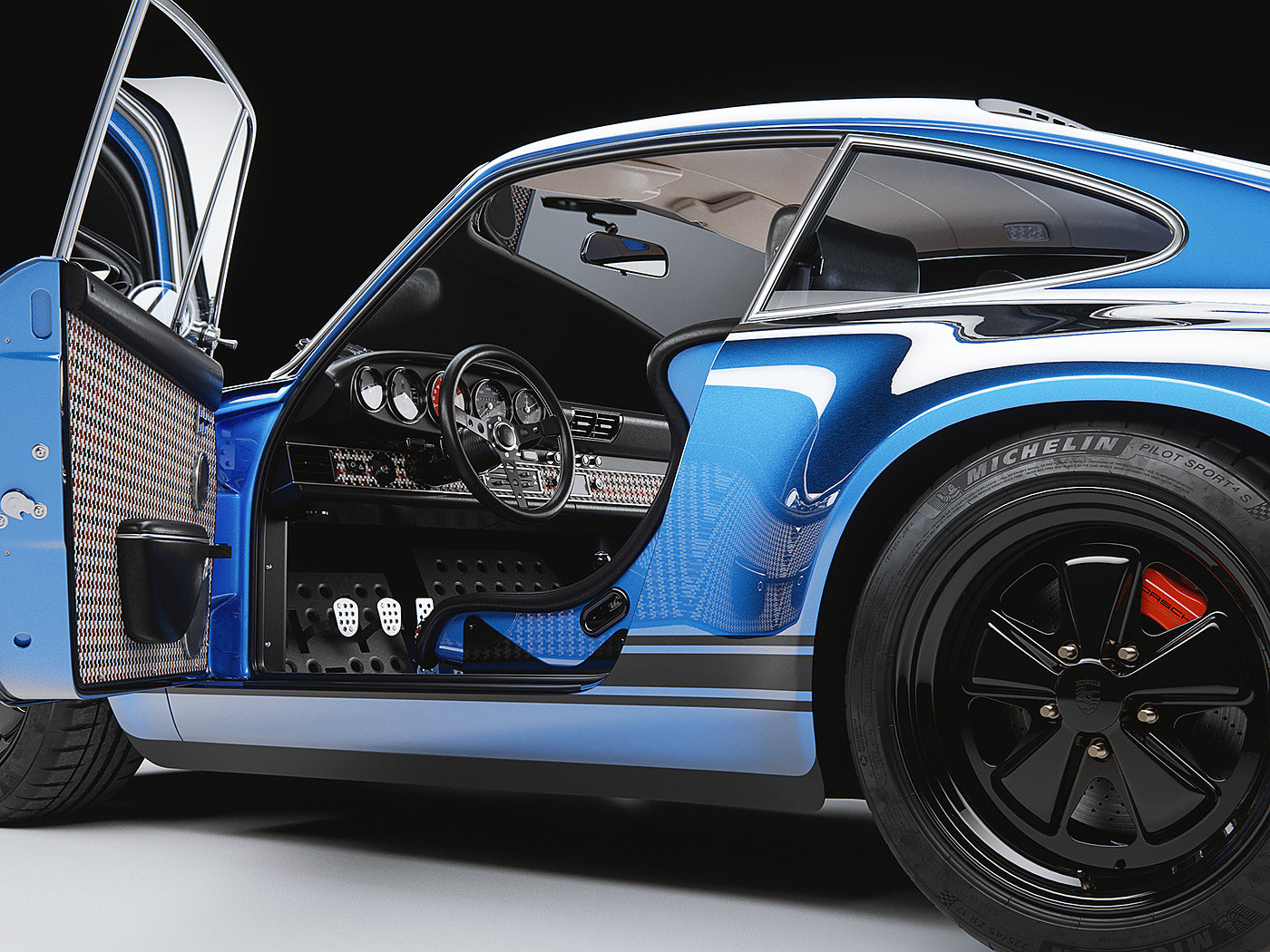 Free 3D model download，automobile，Vintage car，blue，Szymon Kubicki，3D modeling，nine hundred and eleven，Porsche，