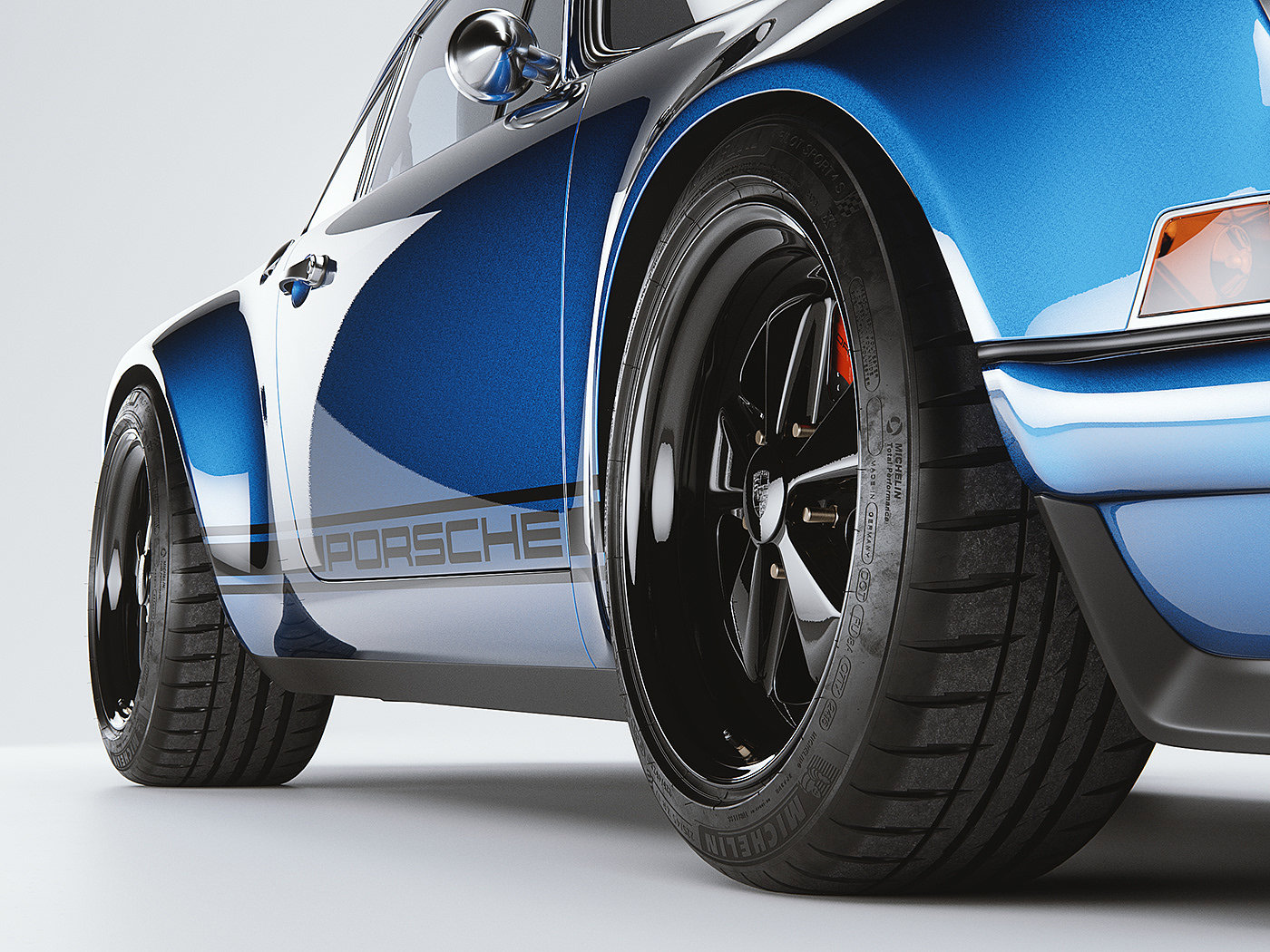 Free 3D model download，automobile，Vintage car，blue，Szymon Kubicki，3D modeling，nine hundred and eleven，Porsche，