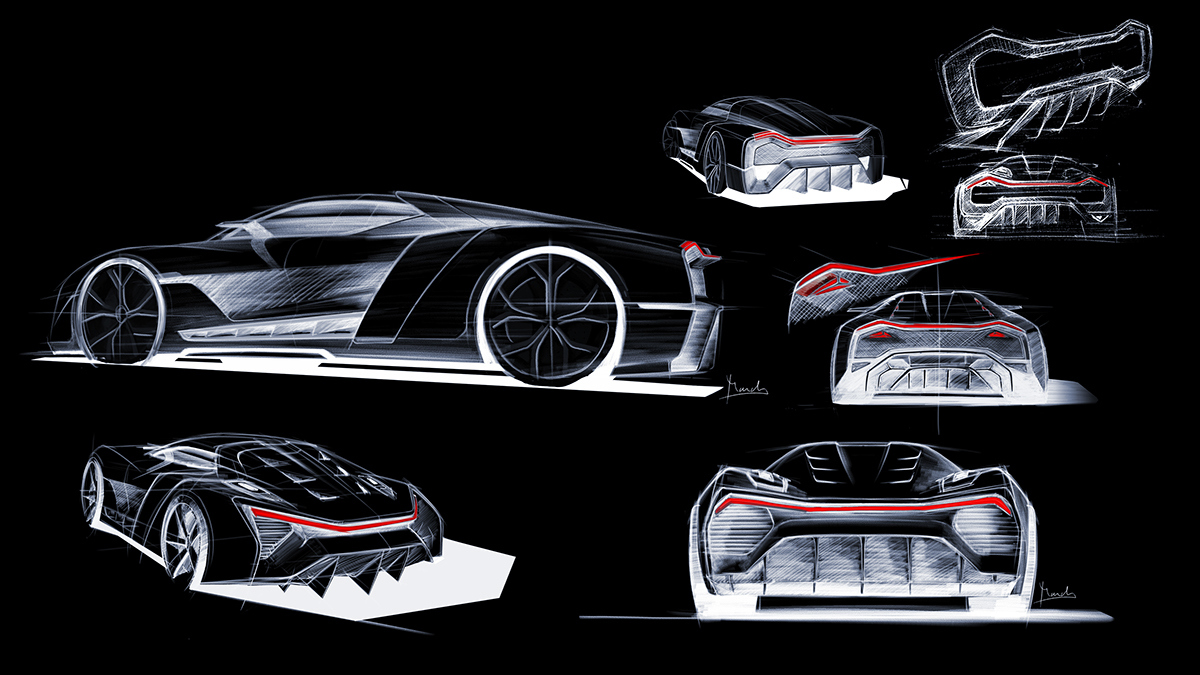 Automatic design，Hybrid sports car，Dynamic fashion，Uniqueness，industrial design，