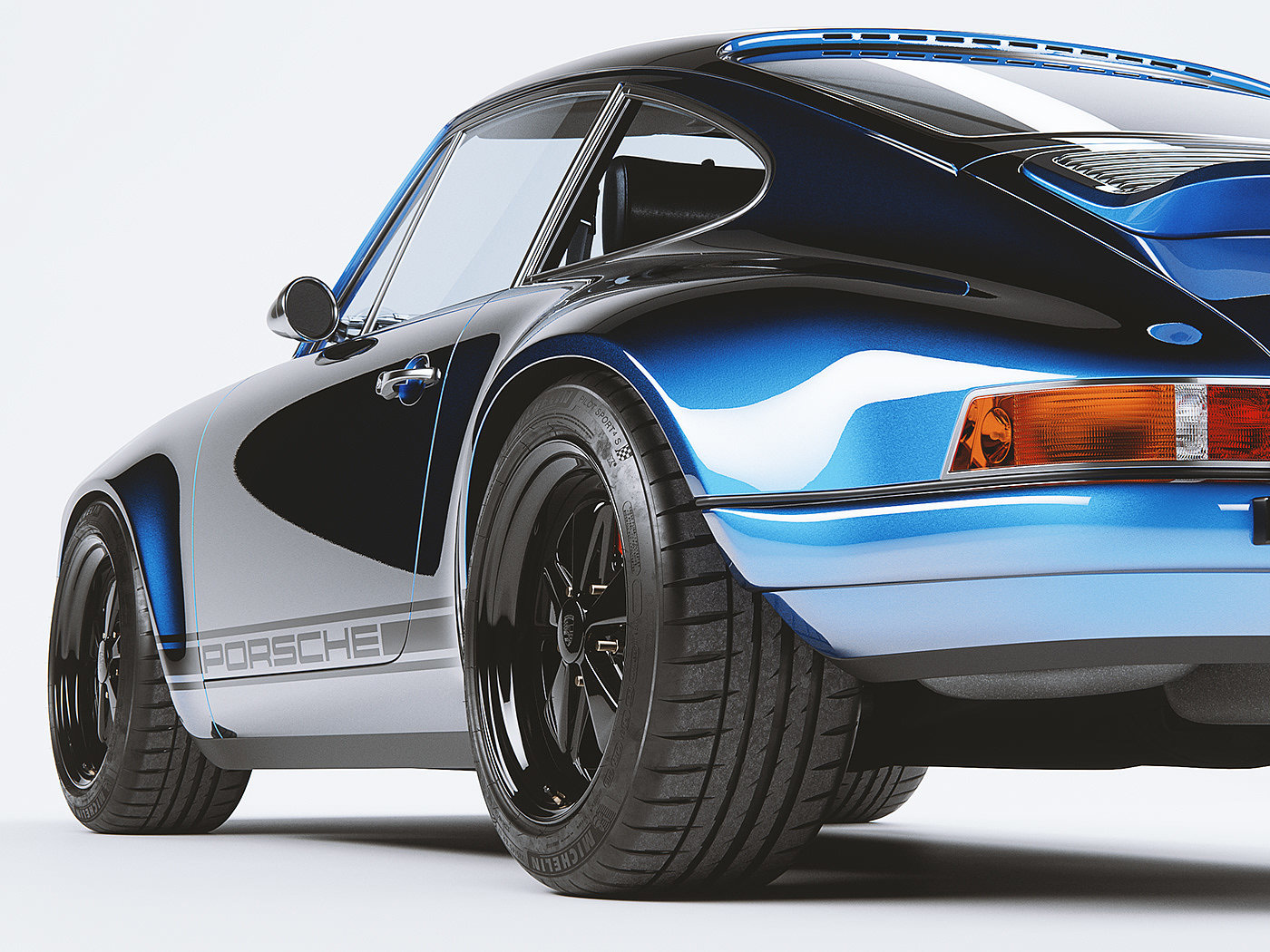 Free 3D model download，automobile，Vintage car，blue，Szymon Kubicki，3D modeling，nine hundred and eleven，Porsche，