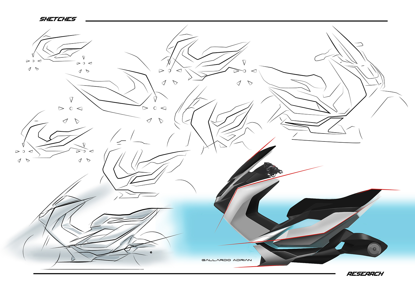 Adrian Gallard，Cool，fashionable，white，motorcycle，