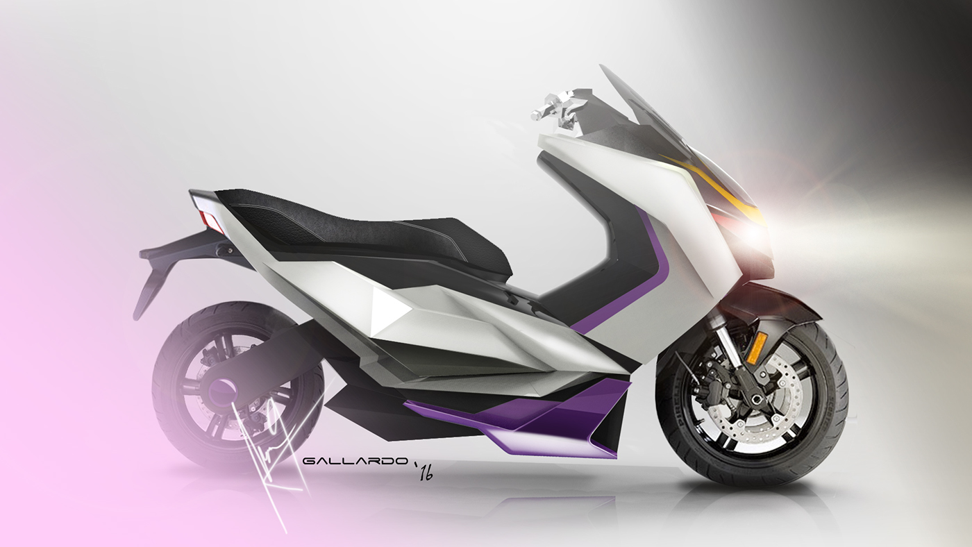 Adrian Gallard，Cool，fashionable，white，motorcycle，