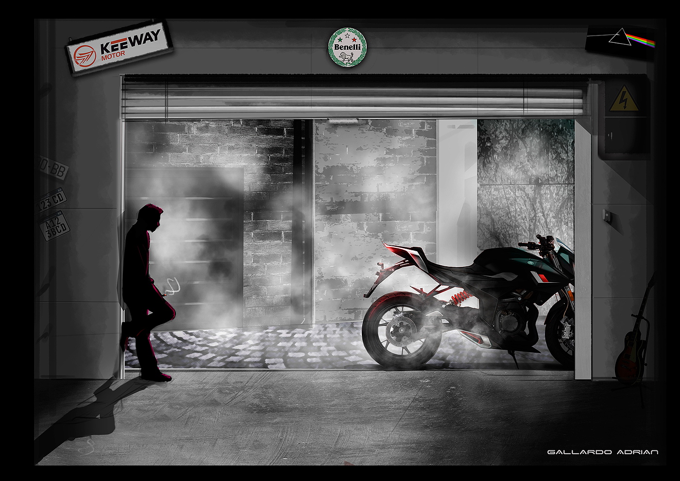 motorcycle，Keeway Motor，black，white，