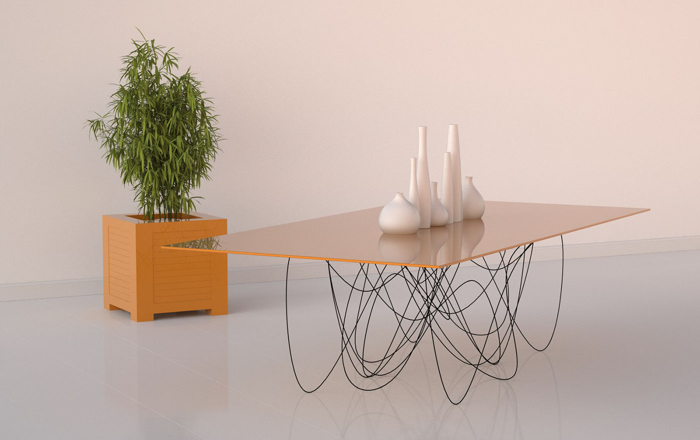 Quantum，Jason Phillips，Powder coating，steel wire，table，Table，Home Furnishing，