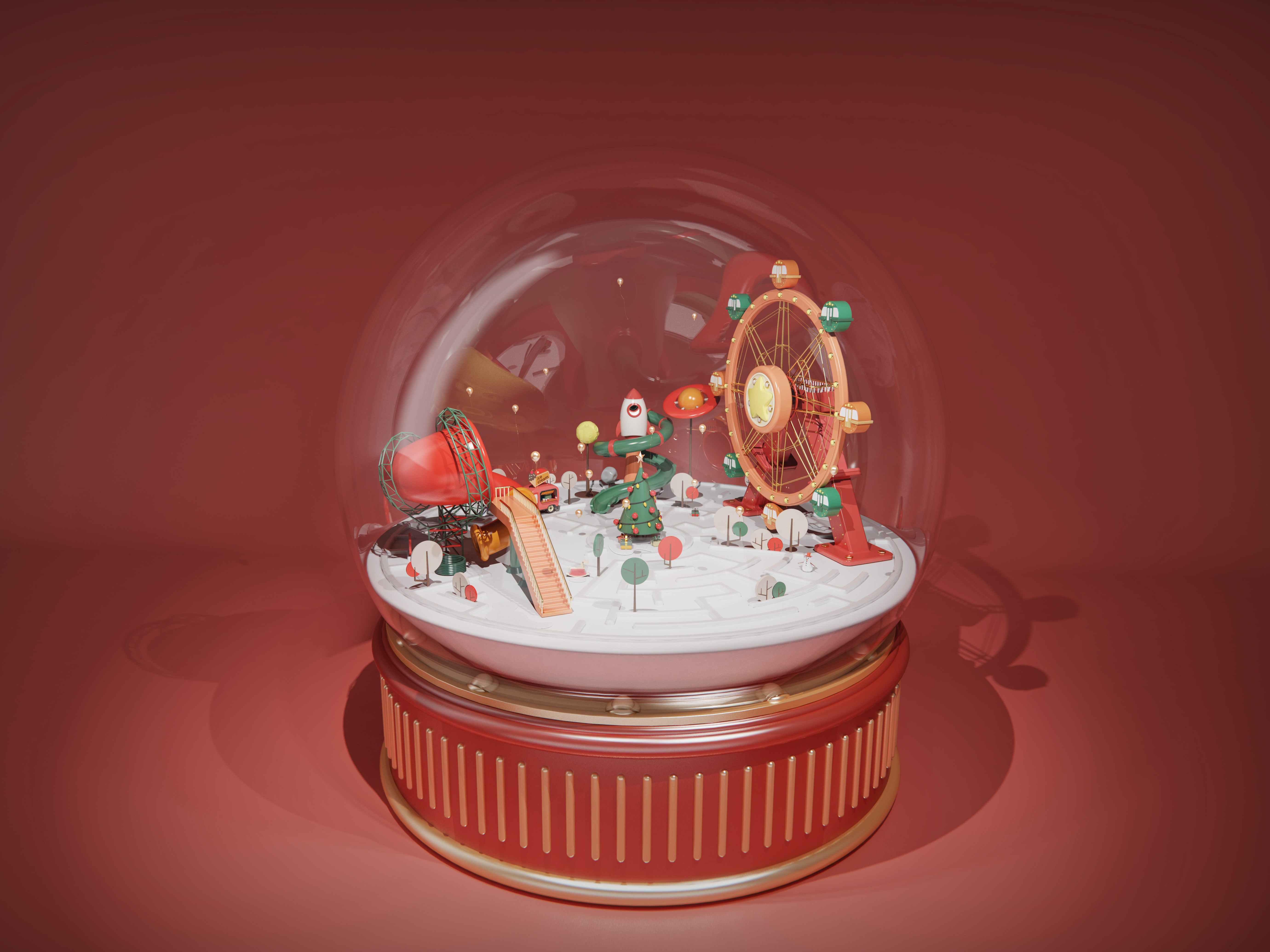 christmas，Crystal ball，Toys，festival celebration，keyshot8，children，Amusement Park，girl，