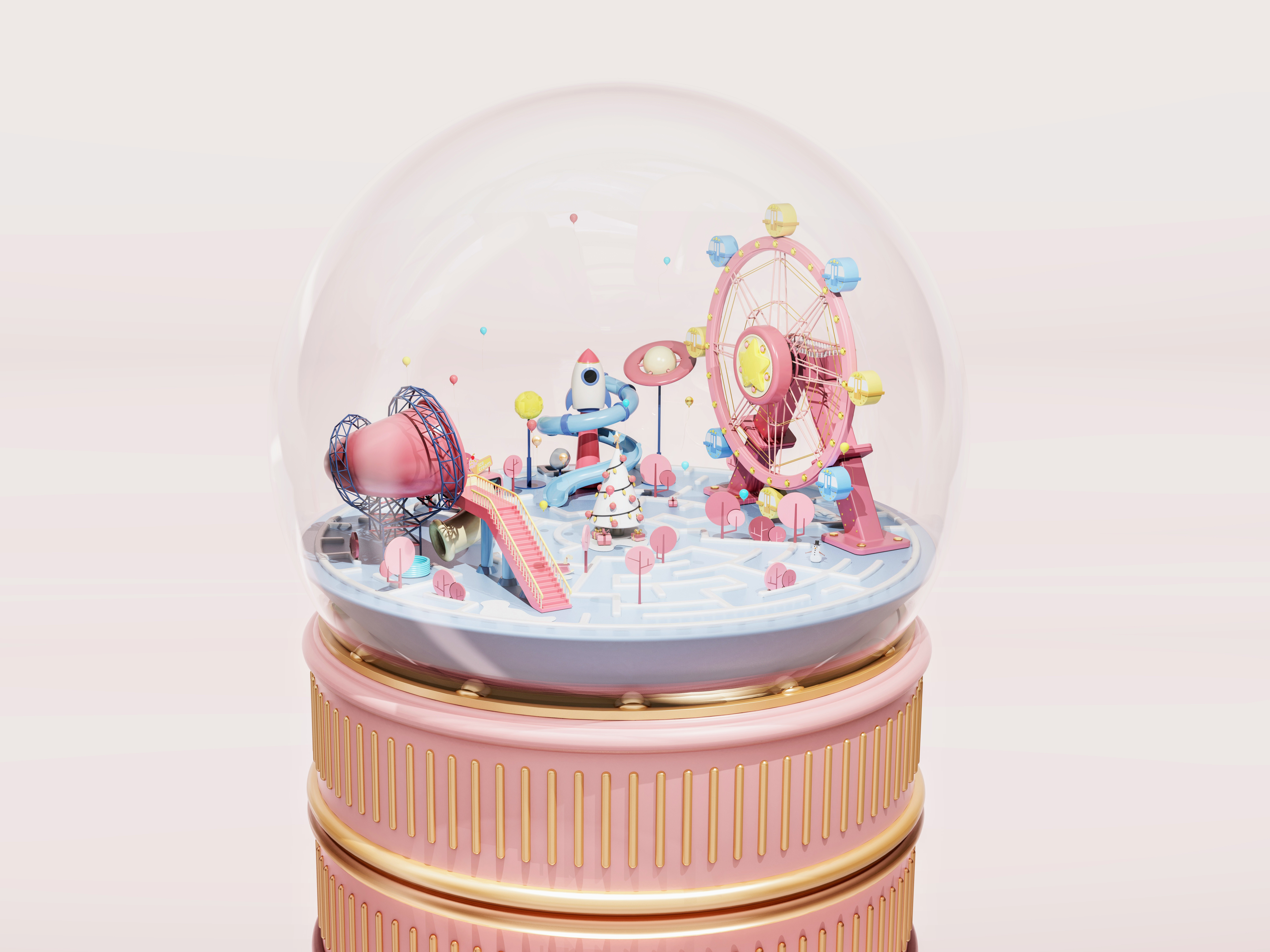 christmas，Crystal ball，Toys，festival celebration，keyshot8，children，Amusement Park，girl，