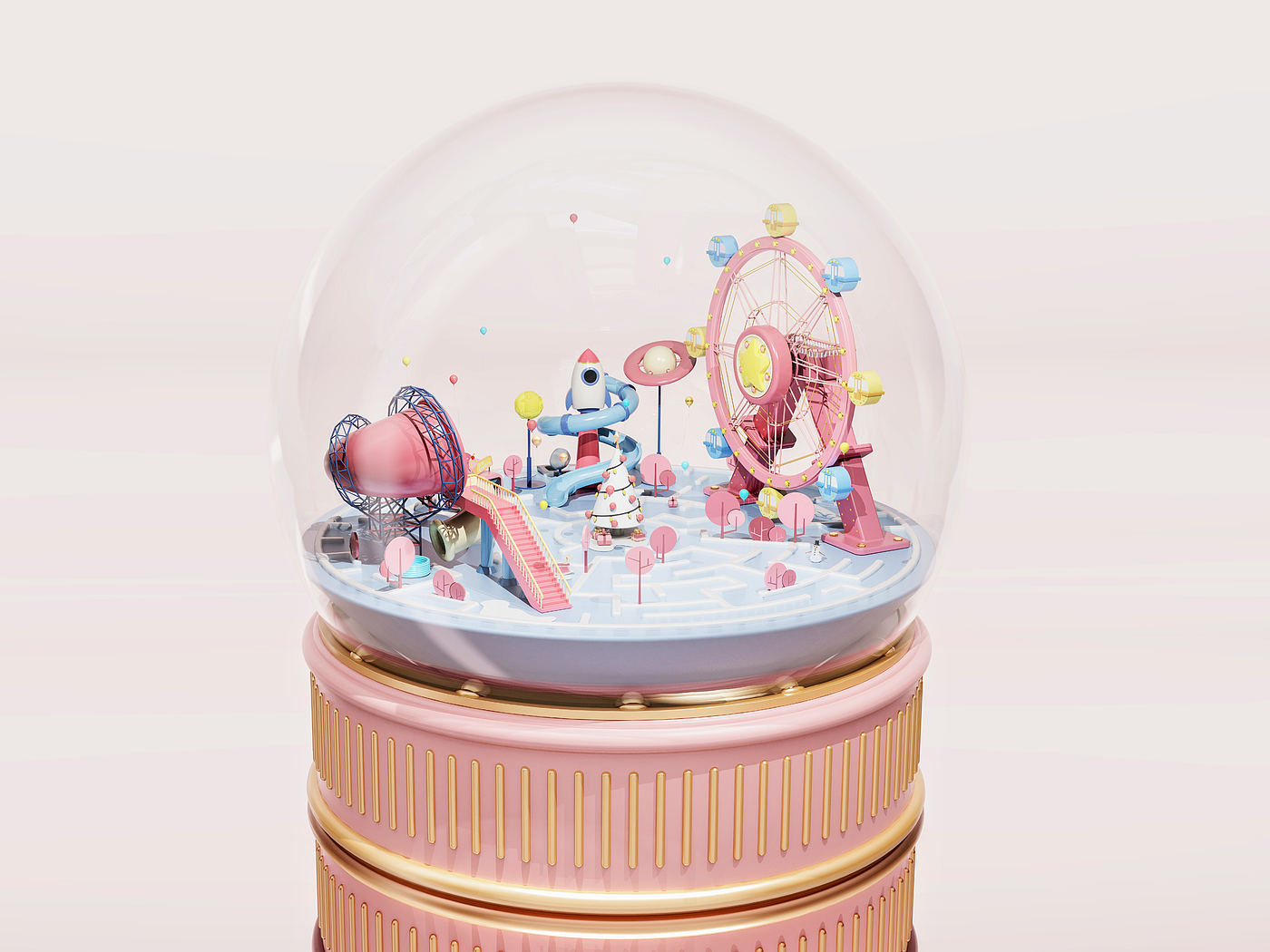 christmas，Crystal ball，Toys，festival celebration，keyshot8，children，Amusement Park，girl，