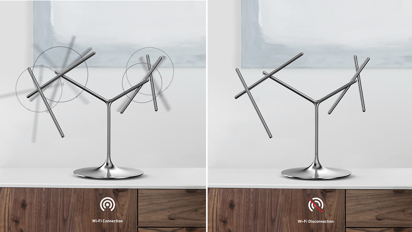 Corrugated packaging，Electronic consumer appearance，Red metal，Cylindrical cube，Geometric minimalism，Bionics Design ，Router design，