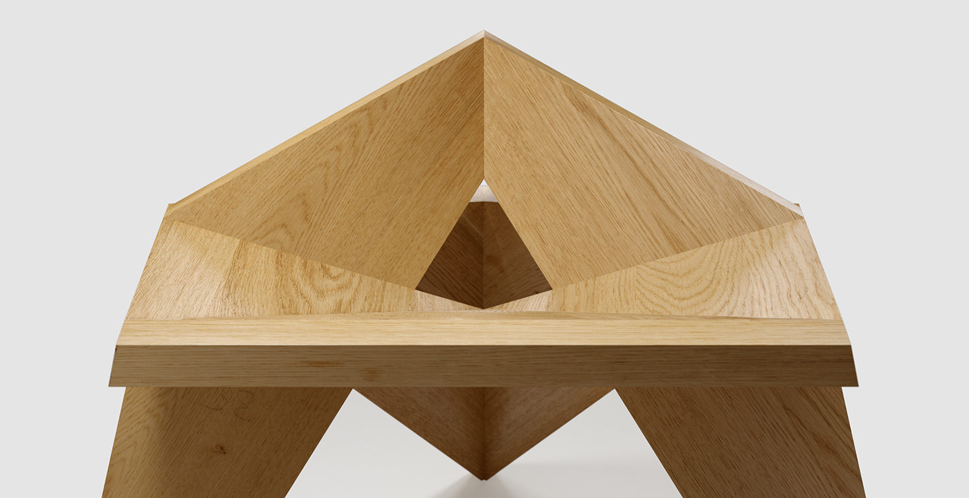 Matej Stefanac，stool，Home Furnishing，wooden ，chair，Alone in Kyoto，3D vision，