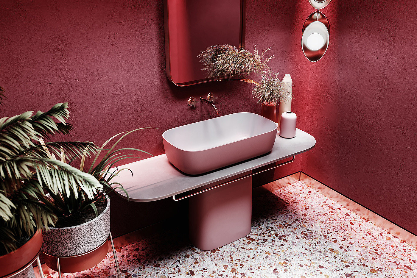 Interior design，gules，Shower Room，
