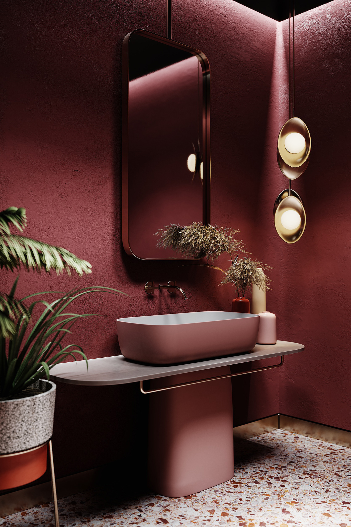 Interior design，gules，Shower Room，