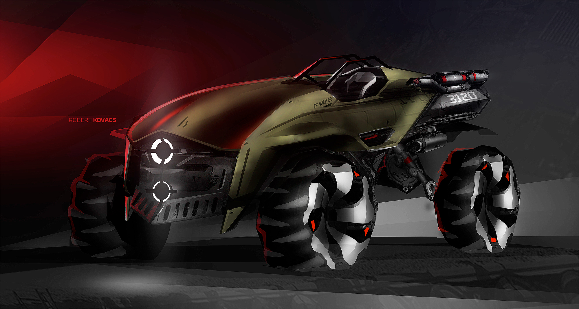 Army Buggy，PS tutorial，Automobile renderings，