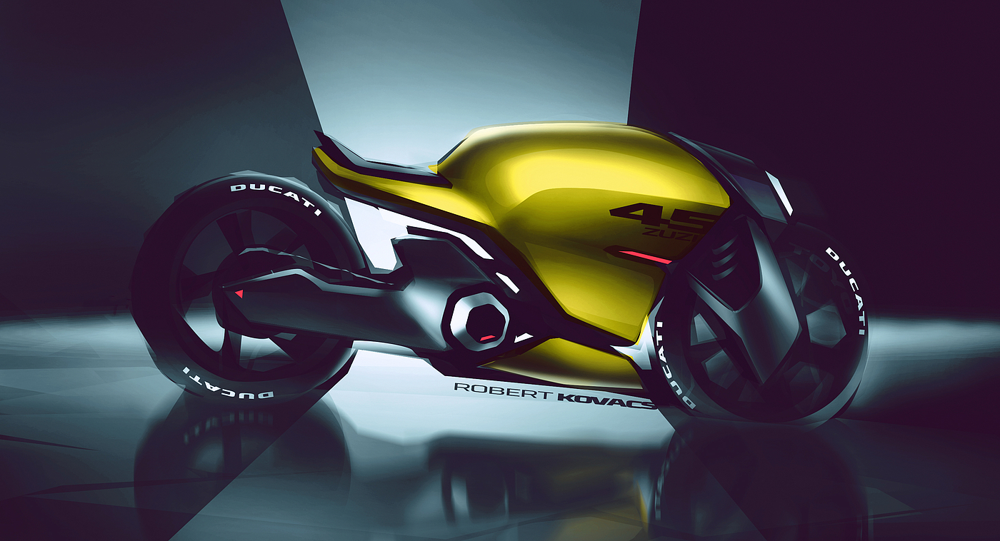 Rendering of motorcycle，PS tutorial，Ducati Concept，